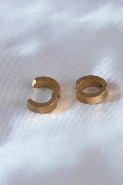 pilelistore 316L Çelik Gold Renk Sıkıştırmalı Erkek Küpe - TJ-EKP278 - 2