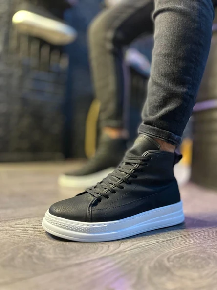 Knack Yüksek Taban Ayakkabı C-030 Siyah (Beyaz Taban) ürün görseli