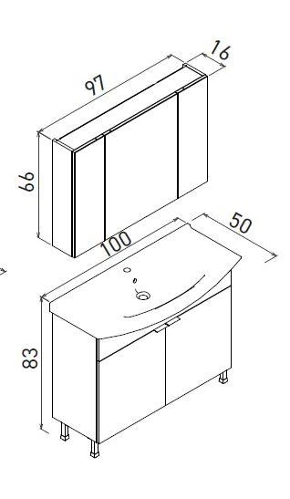 Orka Purus 100 cm Mat Antrasit Ayna Dolaplı Banyo Dolabı Takım ve Boy Dolabı (Ayaklı) - Resim 2