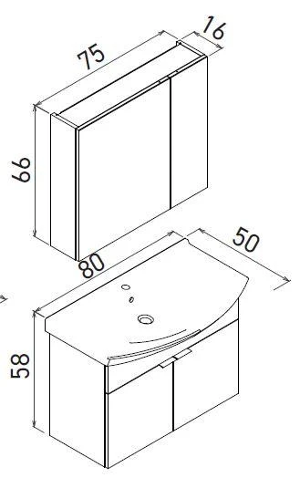 Orka Purus 80 cm Mat Antrasit Ayna Dolaplı Banyo Dolabı Takım (Asma) - Resim 2