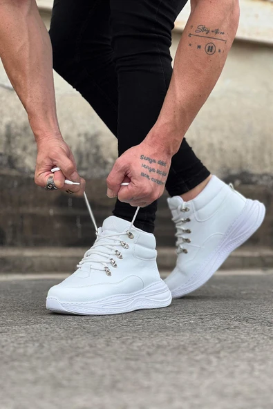 Wagoon WG035 Beyaz Yüksek Taban Yarım Bilek Bot - Resim 3