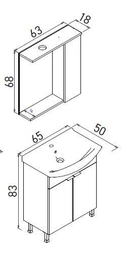 Orka Purus 65 cm Budva Spot Aynalı Banyo Dolabı Takım ve Boy Dolabı (Ayaklı) - Resim 2