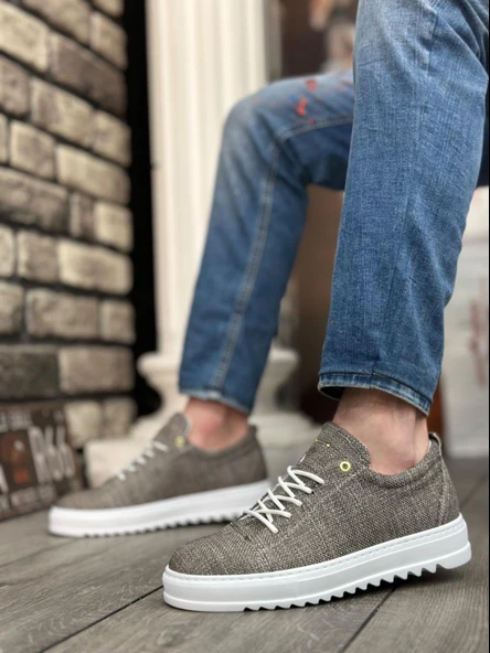 BA0152 Bağcıklı Yüksek Taban Kahve Kırçıllı Erkek Ayakkabı - 2