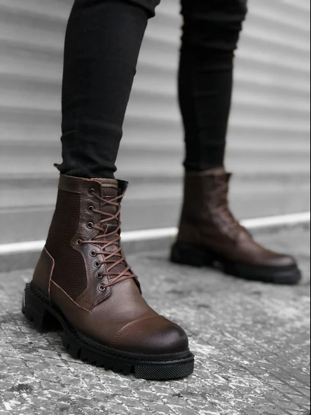 BA0183 İçi Dışı Hakiki Deri Kahverengi Erkek Postal Bot - 2