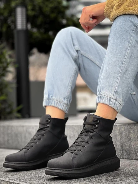 Knack Yüksek Taban Ayakkabı B-080 Siyah (Siyah Taban) - Resim 3