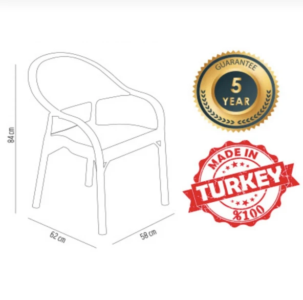 Bambu Desenli Masa Sandalye Seti 2 Sandalye + Yuvarlak Masa  Şık ve Dayanıklı Tasarım - 3