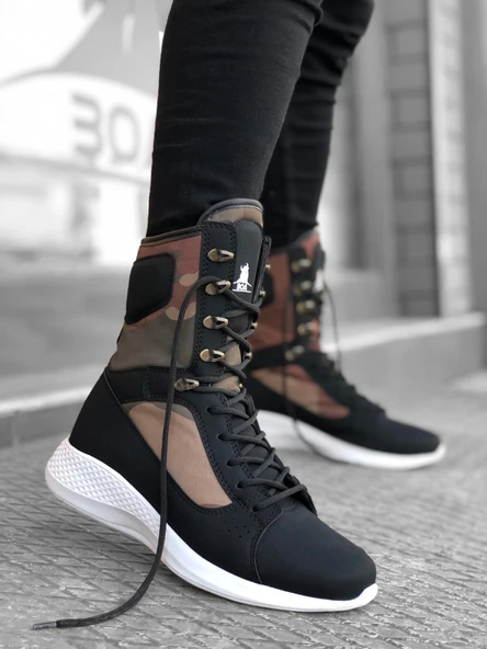 BA0600 Bağcıklı Siyah Kamuflaj Boksör Unisex Spor Postal Bot - Resim 2