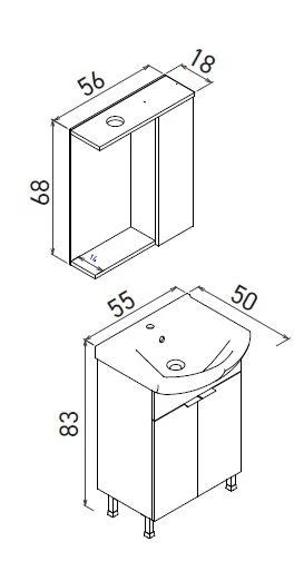 Orka Purus 55 cm Parlak Beyaz Spot Aynalı Banyo Dolabı Takım (Ayaklı) - Resim 2