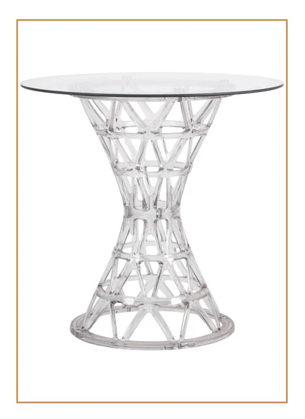 Eifel Lüks 70 cm Camlı Yuvarlak Masa Şık, Modern ve Her Alana Uygun Tasarım - Resim 2