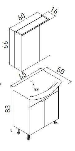 Orka Purus 65 cm Budva Ayna Dolaplı Banyo Dolabı Takım ve Boy Dolabı (Ayaklı) - Resim 3