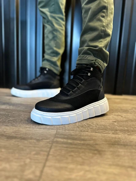 Knack Yüksek Taban Bot 104 Siyah (Beyaz Taban) - Resim 2