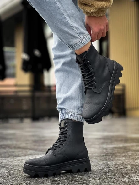 Knack Yüksek Taban Ayakkabı B-023 Siyah (Siyah Taban) - 2