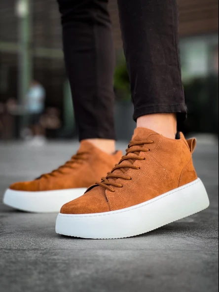 LE10 Bağcıklı Erkek Yüksek Taban İthal Süet Taba Spor Bot - 4