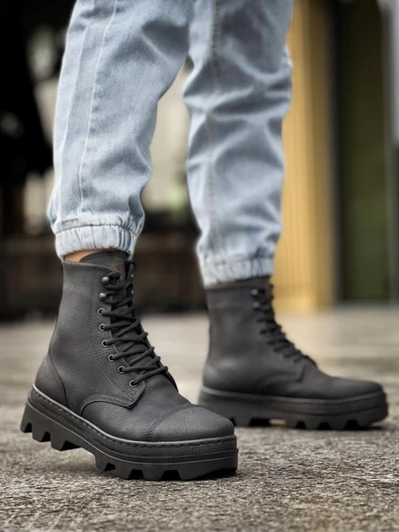 Knack Yüksek Taban Ayakkabı B-023 Siyah (Siyah Taban) - 5