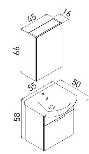 Orka Purus 55 cm Parlak Beyaz Ayna Dolaplı Banyo Dolabı Takım ve Boy Dolabı (Asma) - Resim 2