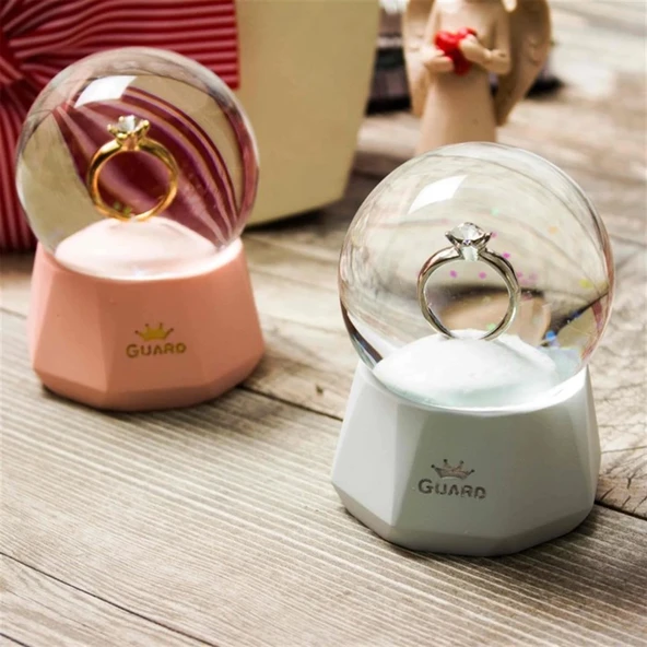 pilelistore Tektaş Yüzük Temalı Işıklı Küçük Boy Kar Küresi Mavi ürün görseli