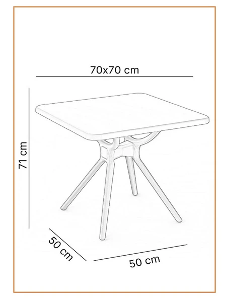 Yerli Üretim Katlanır Kare Masa 70x70 Kafe, Bahçe, Restoran ve Oteller İçin İdeal - 4