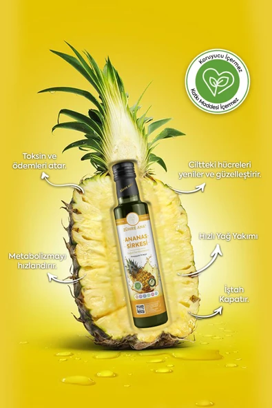 Zühre Ana Ananas Sirkesi Doğal Fermantasyon Pineapple Vinegar 500 Ml - Resim 3