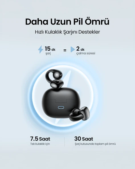 UGREEN HiTune S3 True Clip Kablosuz Kulak İçi Kulaklık, Siyah, 45785 - Resim 5