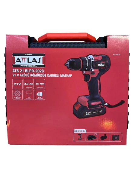 ATTLAS Atb 21 Blpd-202c 2x 2.0 Ah Çift Akülü Kömürsüz Darbeli Matkap - A0104075 - 4