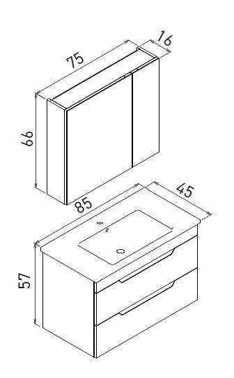 Orka Lena 85 cm Mat Antrasit Çekmeceli Banyo Dolabı Alt Modül Lavabo - Resim 3