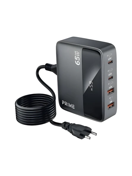 65W GAN 3A 4 Portlu 1,5 Metre Uzatma Kablolu USB + Type-C Çoklayıcı Masaüstü Şarj Cihazı - Resim 5