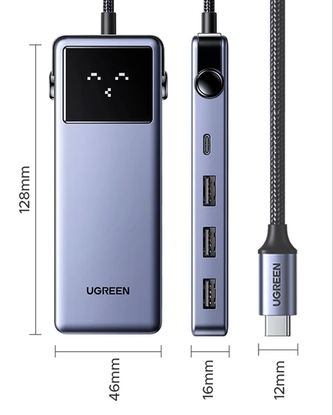 UGREEN 7-in-1 Type-C Giriş 1xUSb-C 100W PD, 1x4K/60Hz HDMI, 1xUSB-A 3.0, RJ45, SD, TF Port Çoklayıcı Hub, 45155 - 4