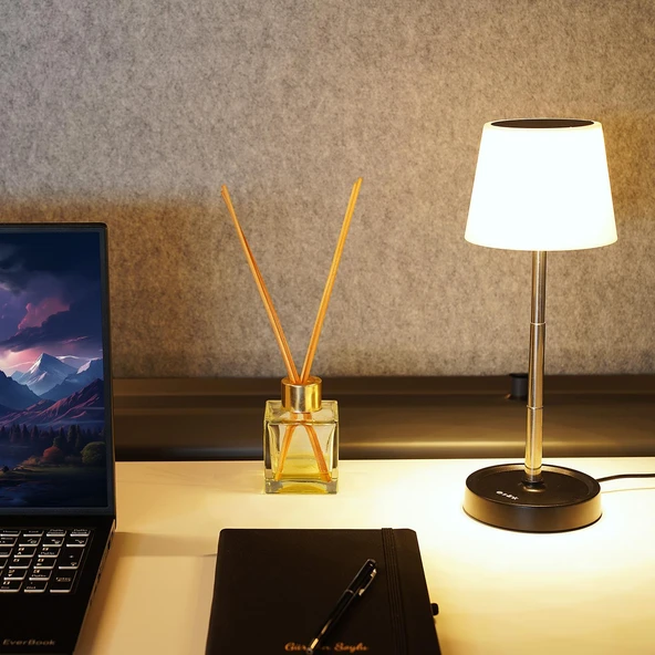 S-link SL-M9002 Usb Destekli Paslanmaz Çelik Beyaz Masa Üstü 12 SMD Ledli Okuma Lambası 40731 - 3