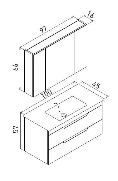 Orka Lena 100 cm Mat Beyaz Çekmeceli Banyo Dolabı Alt Modül Lavabo - Resim 3