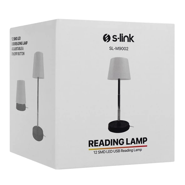 S-link SL-M9002 Usb Destekli Paslanmaz Çelik Beyaz Masa Üstü 12 SMD Ledli Okuma Lambası 40731 - 7