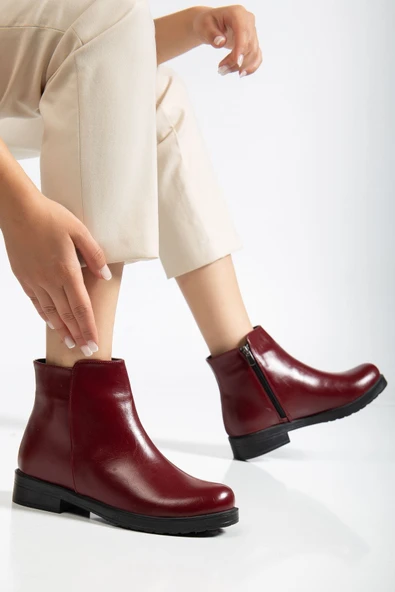 165-204 Bordo Yanki Günlük Kadın Bot - 2