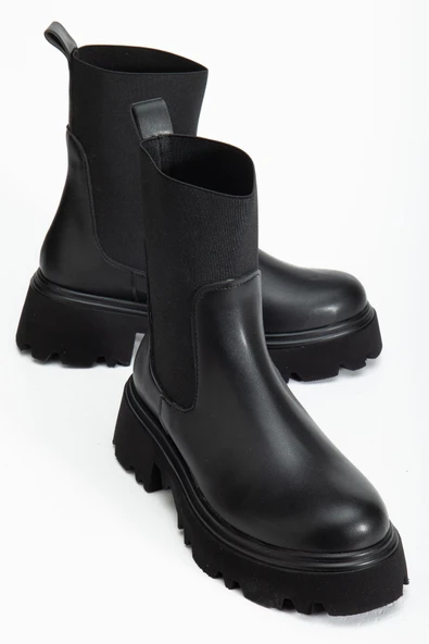 K-815 Siyah Lastikli Yüksek Tabanlı Günlük Kadın Bot - 5