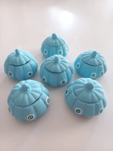 Mini Balkabağı 6'lı Nazar Boncuklu Dekoratif Obje - 1