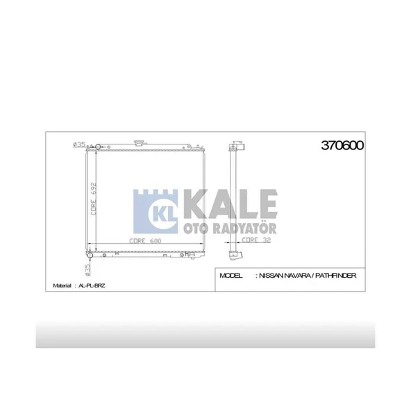 RADYATÖR SU PICKUP 06= NAVARA 32mm A-T BRAZING ürün görseli