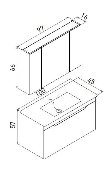Orka Lena 100 cm Mat Beyaz Kapaklı Banyo Dolabı Alt Modül Lavabo - Resim 3