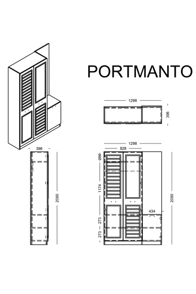 Portmanto Polo Askılıklı Aynalı Portmanto Vestiyer Ayakkabılık - Resim 6