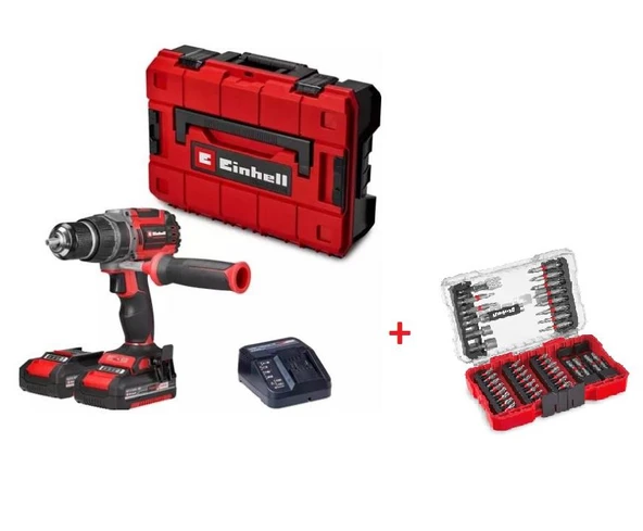 Einhell Professional TP-CD 18/70 Li-i BL (2x2,0Ah) Akülü Darbeli Vidalama + Einhell Vidalama Uç Seti 42 parça M-CASE kutu