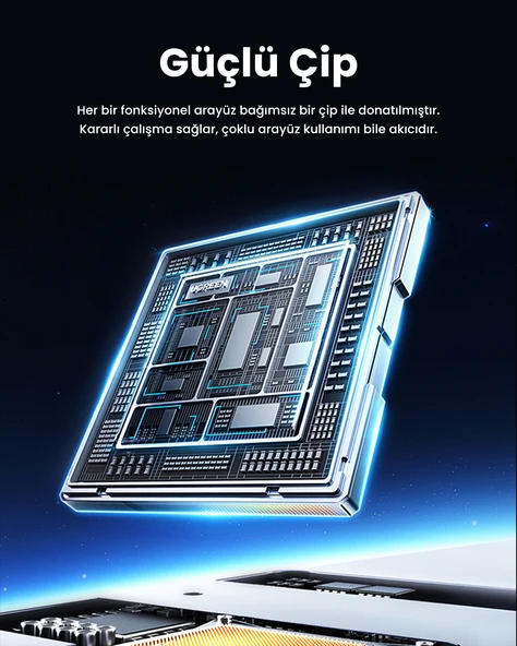 UGREEN 7-in-1 Type-C Giriş 1xUSb-C 100W PD, 1x4K/60Hz HDMI, 1xUSB-A 3.0, RJ45, SD, TF Port Çoklayıcı Hub, 45155 - 2