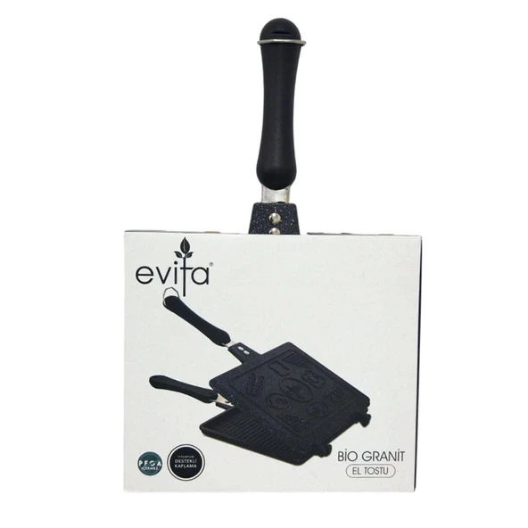 Evita Bio Granit Ocak Üstü El Tost Makinesi Siyah