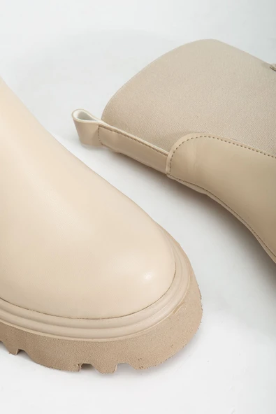 K-815 Bej Lastikli Yüksek Tabanlı Günlük Kadın Bot - 5