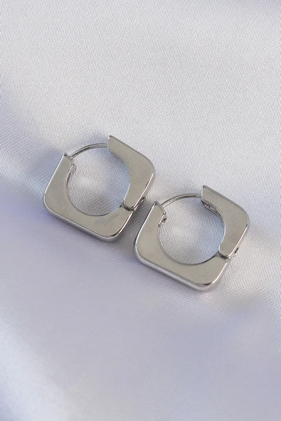 pilelistore Pirinç Gümüş Renk Kare Küpe - TJ-BKP8987