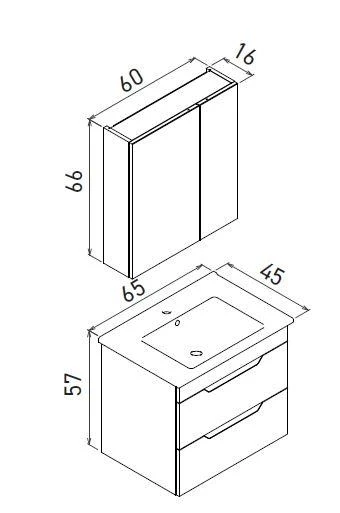 Orka Lena 65 cm Çöl Beji Çekmeceli Banyo Dolabı Alt Modül Lavabo - Resim 3