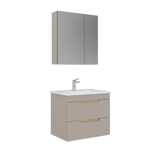 Orka Lena 65 cm Çöl Beji Çekmeceli Banyo Dolabı Alt Modül Lavabo - Resim 2