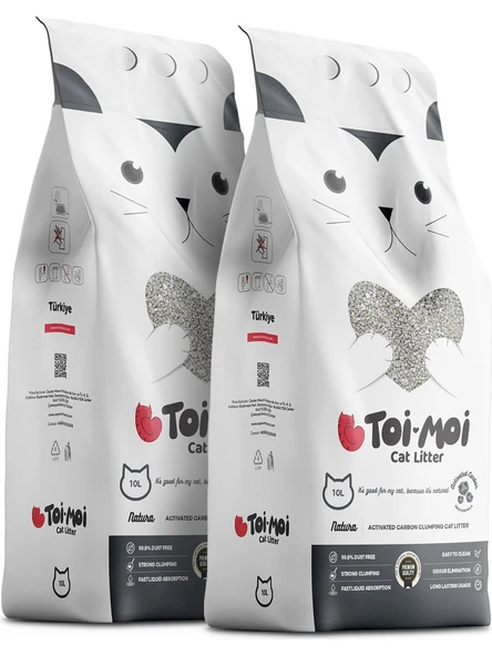 Toi Moi Aktif Karbonlu 10 lt 2'li Bentonit Kedi Kumu
