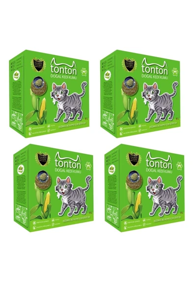 Mısır Koçanı Granülü Topaklaşan Doğal Kedi Kumu 8 Lt x 4 ADET ürün görseli