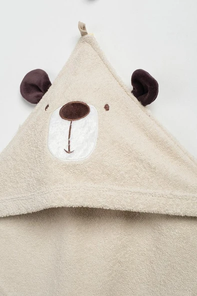 Bebitof %100 Pamuk Sevimli Ayı Desenli Pamuk Bebek Bornoz Seti Kutulu BBTF.KRM.30030 - 4