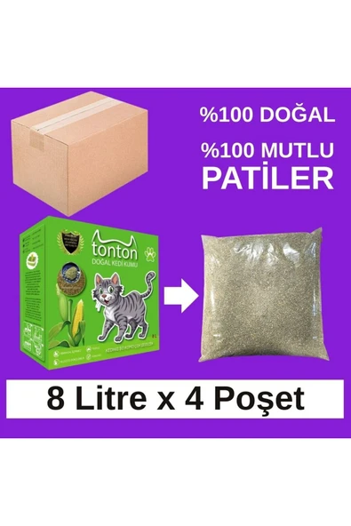 Mısır Koçanı Granülü Topaklaşan Doğal Kedi Kumu 8 Lt x 4 ADET - Resim 2