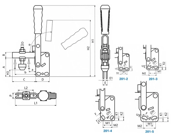 201-2 Dikey Tabanlı Yatay Bağlantı Elemanı 23725 - 2