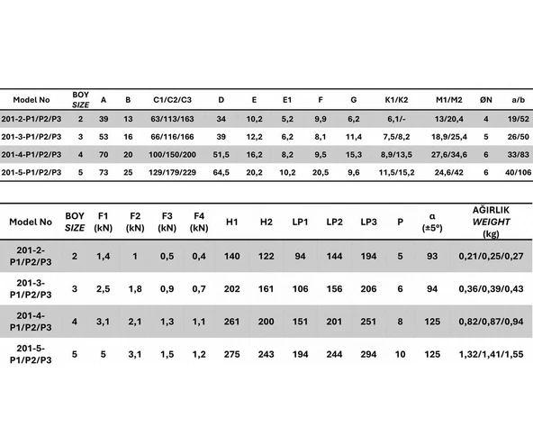 201-3-P1 Yatay Tabanlı Lamalı Dikey Bağlantı Elemanı 23740 - 3