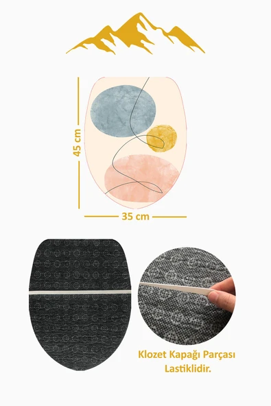 Modern Desenli 3'lü Banyo Paspas Takımı – Yıkanabilir Kaymaz Tabanlı Klozet Takımı KLZ0005 RENKLİ 60 X 90 - 4